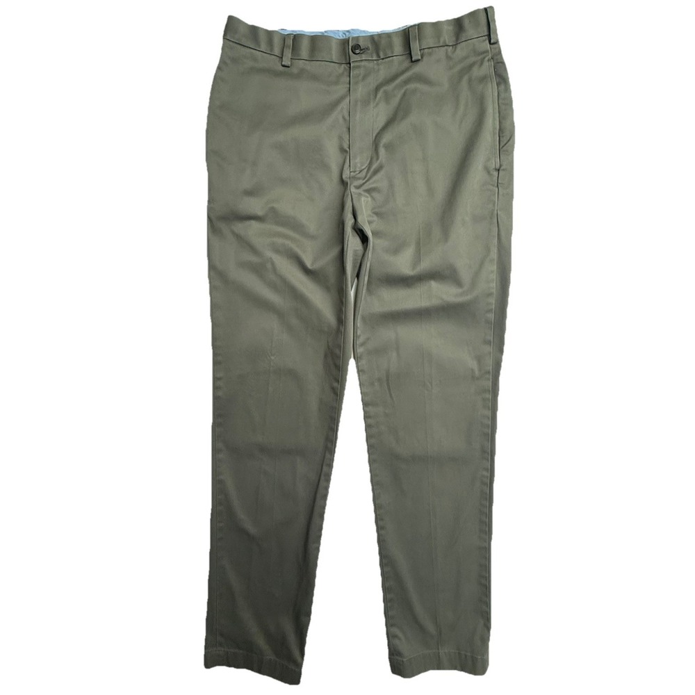 Brooks Brothers Advantage Chino Clark Mens 34x34 Grey Flat Front Pants